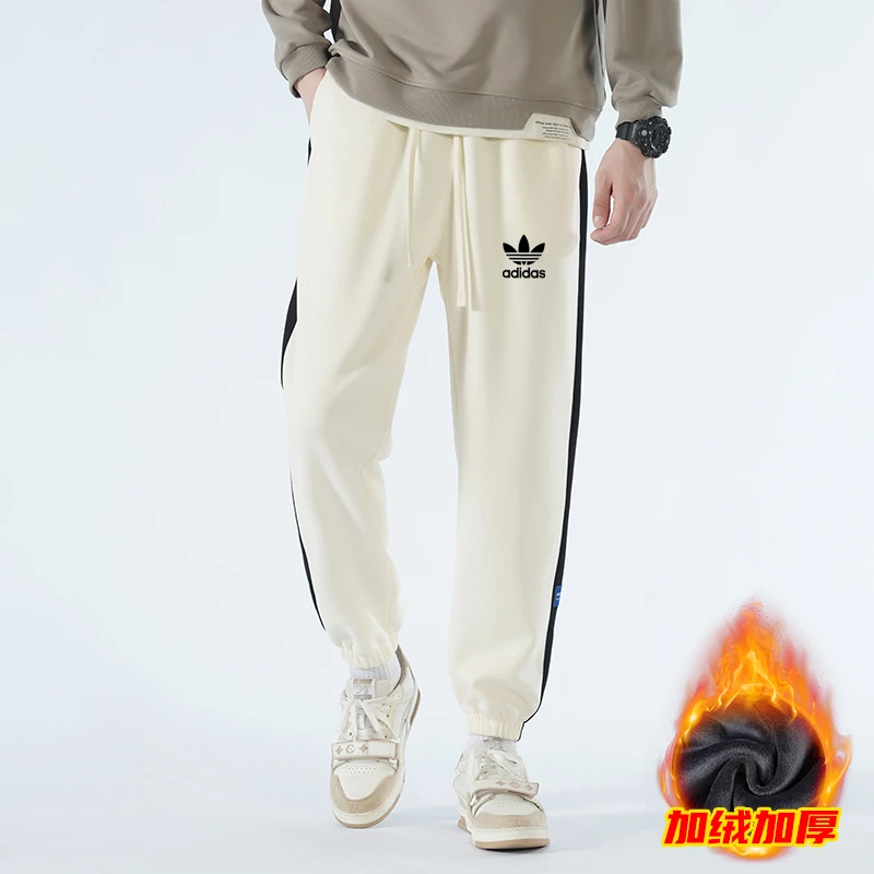 阿迪三叶草男裤秋冬季百搭宽松加厚绒卫裤加绒束脚裤正品潮牌裤子