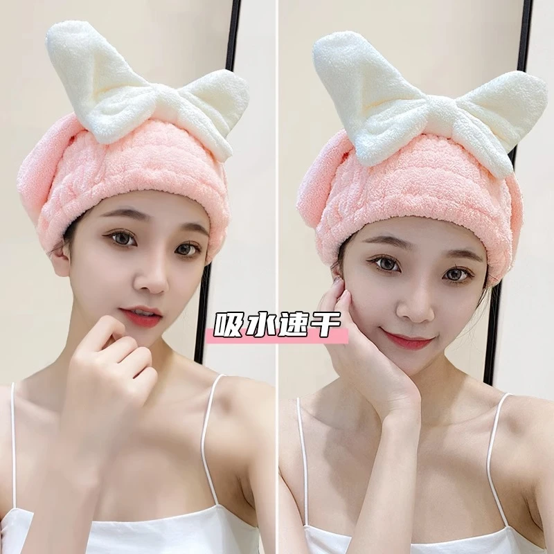 网红蝴蝶结干发帽吸水速干2023新款女浴帽包头巾毛巾洗头包干发巾
