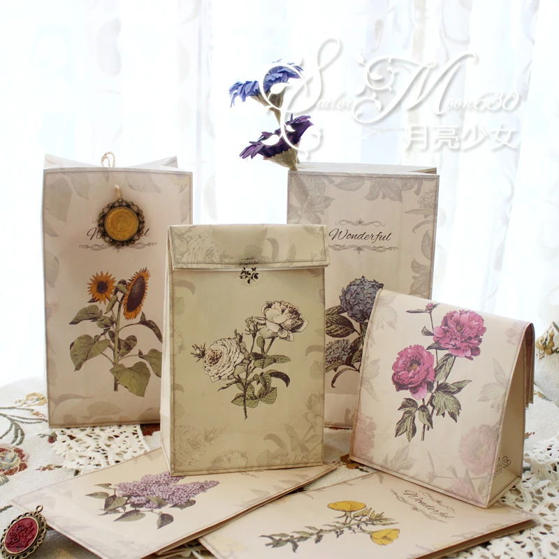 婚礼花茶美甲美睫情人节复古伴手礼糖果烘培花店礼品纸袋创意礼物
