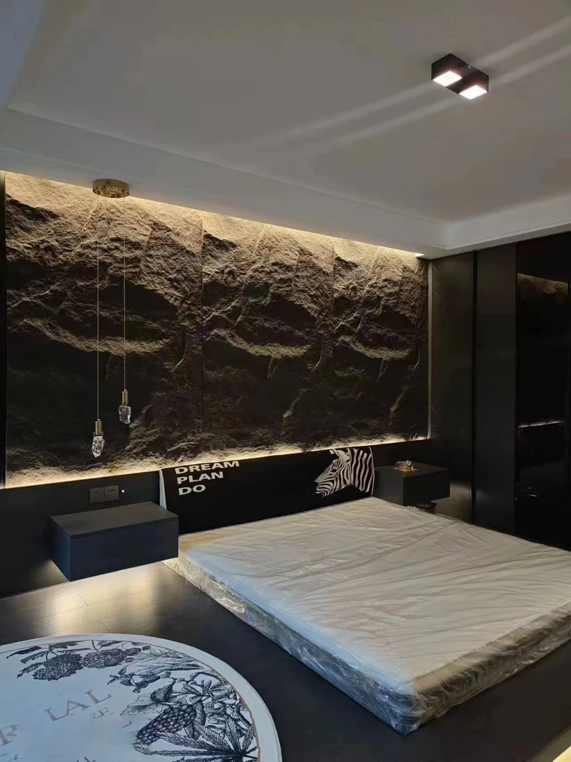 1.2×1.8大板石皮床头背景墙