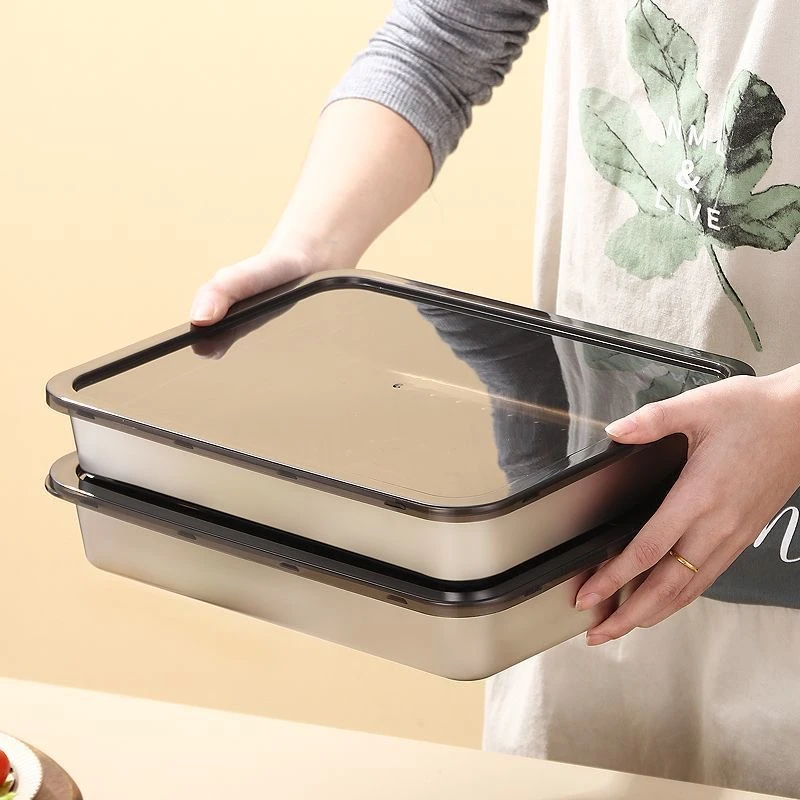 到手三个【25*20*4.5cm】316不锈钢饺子盒带盖冷冻专用托盘长方形盘