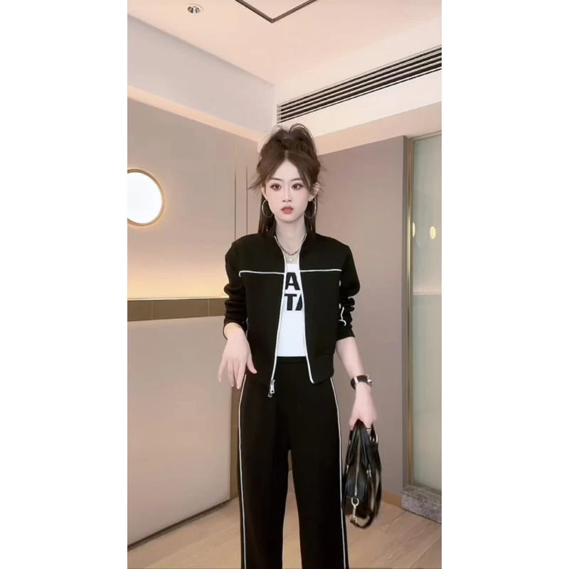 【秋日流云】秋季洋气时尚线条美显瘦气质宽松双头拉链设计感套装