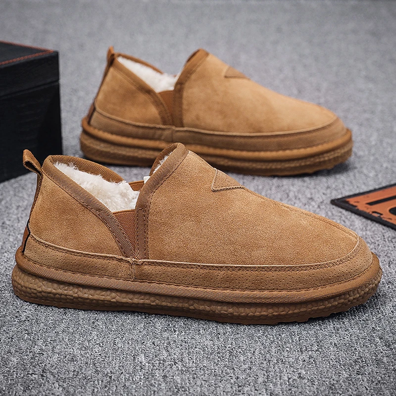 2023冬季加绒保暖雪地靴男士厚实百搭一脚蹬保暖雪地靴休闲鞋潮