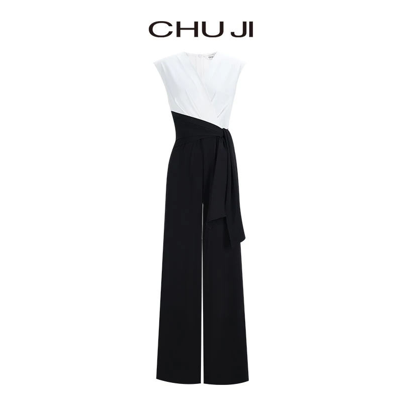 Chuji/出迹23夏款通勤气质撞色连体裤-23S575K女装显瘦高腰轻奢