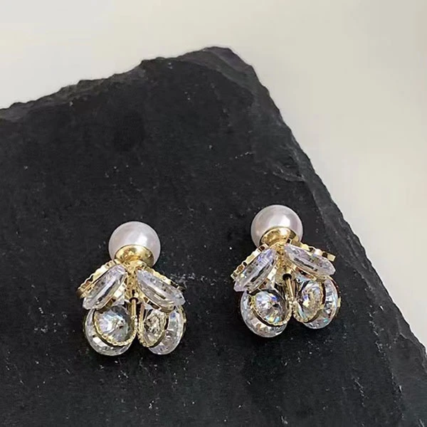铜合金仿珍珠耳饰 【平凡世界】高品质珠珠满锆气质轻奢时尚耳钉
