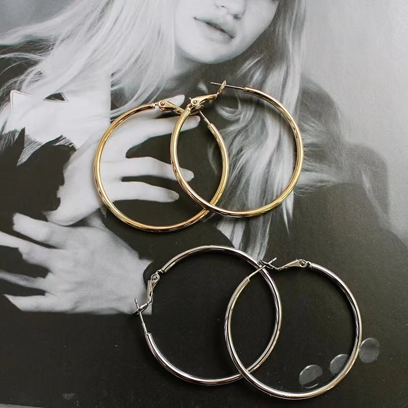 铜合金耳饰 【4cm圈圈】EH342个性C圈百搭时尚两色可选耳环