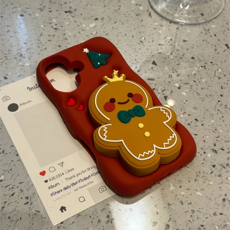 卡通圣诞树立体姜饼人适用iPhone16promax手机壳15趣味14pro个性
