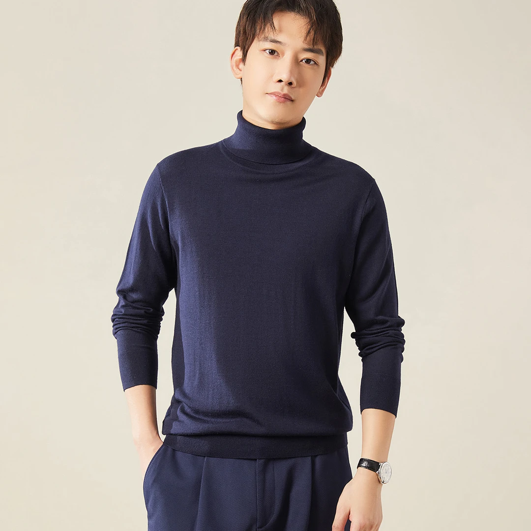 TUHUANG/兔皇两翻领纯色打底针织保暖毛衣羊毛衫男/TM46XS009/009