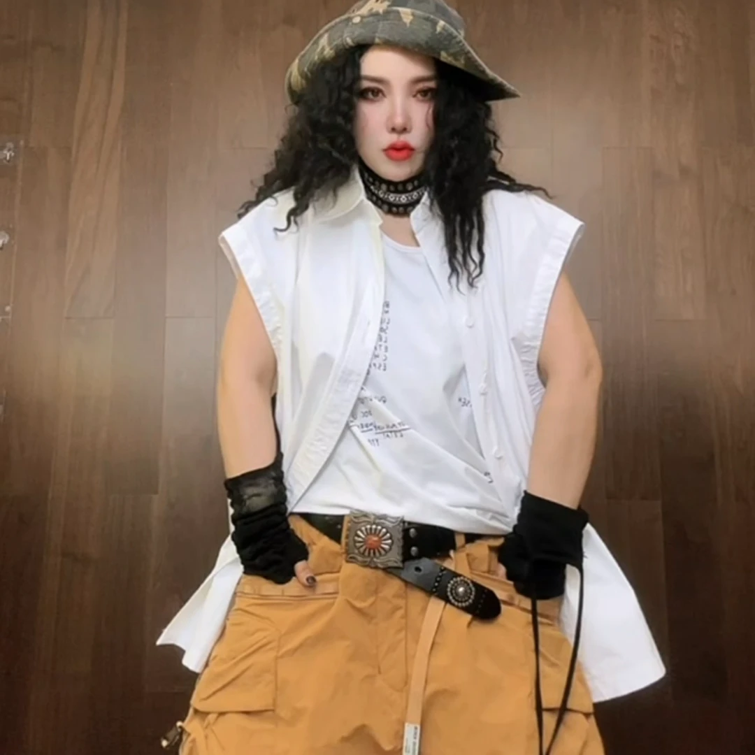 新款定制大版无袖衬衫