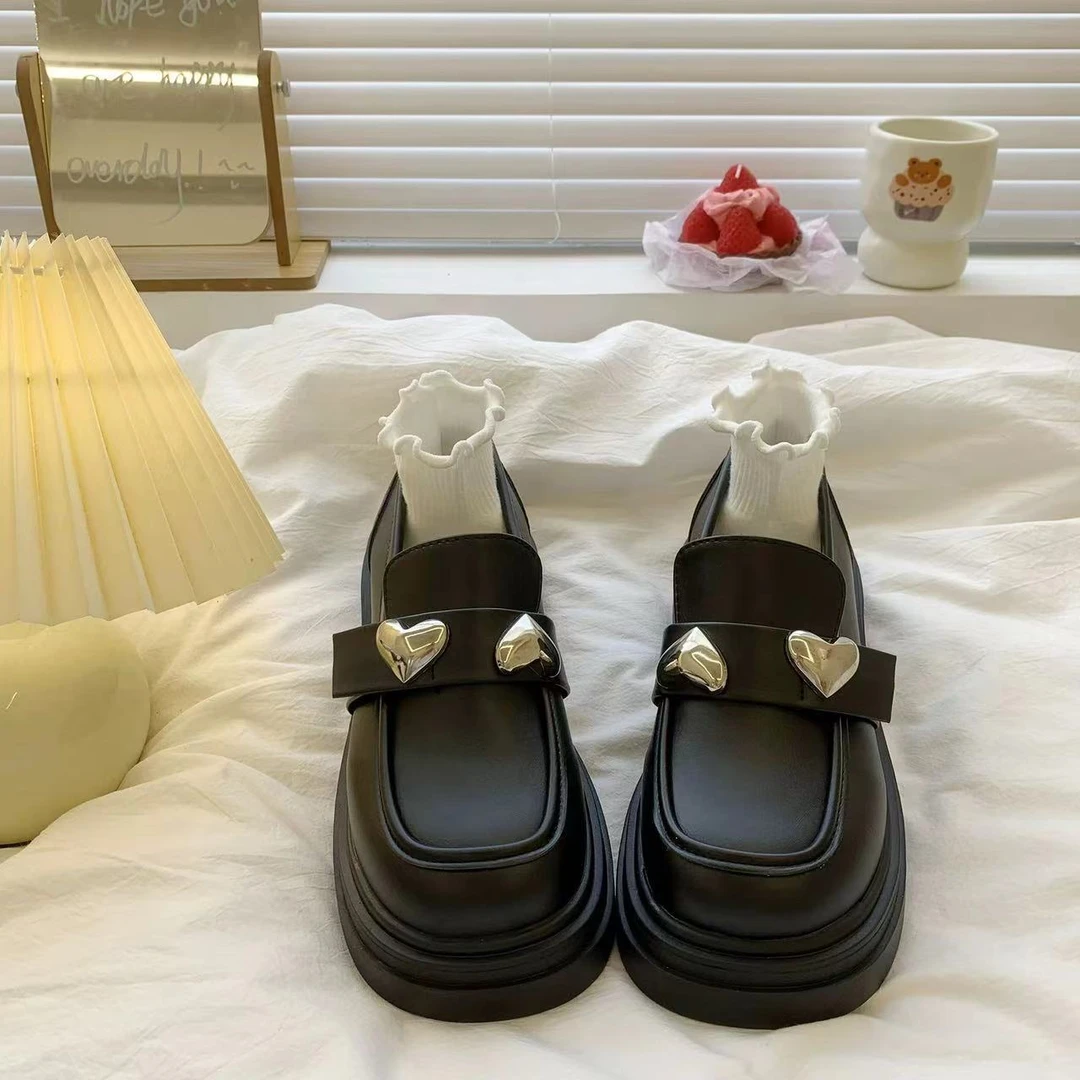 黑色乐福鞋女2024春秋夏季新款日系复古英伦风厚底小皮鞋单鞋子jk