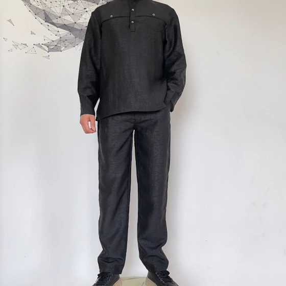 100桑蚕丝香云纱面料男裤#休闲裤#夏季男裤