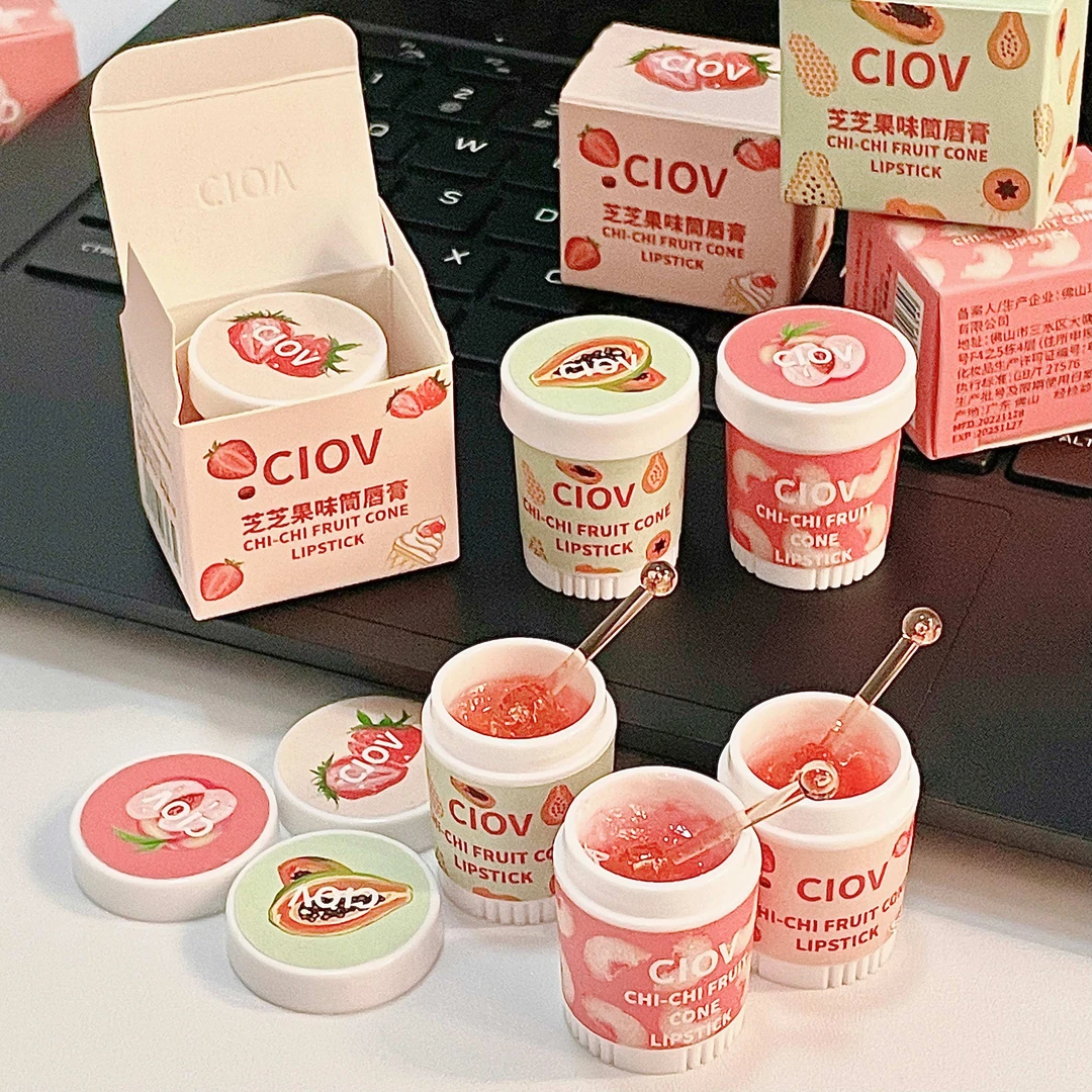 芝芝果味筒唇膏秋冬必备滋润不油腻防干裂唇纹草莓水蜜桃木瓜保湿