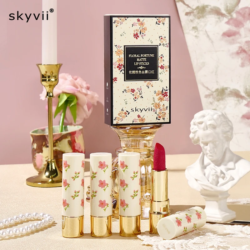 skyvii诗可雅花颜悦色丝雾气质显白易上色口红小众品牌学生党平价