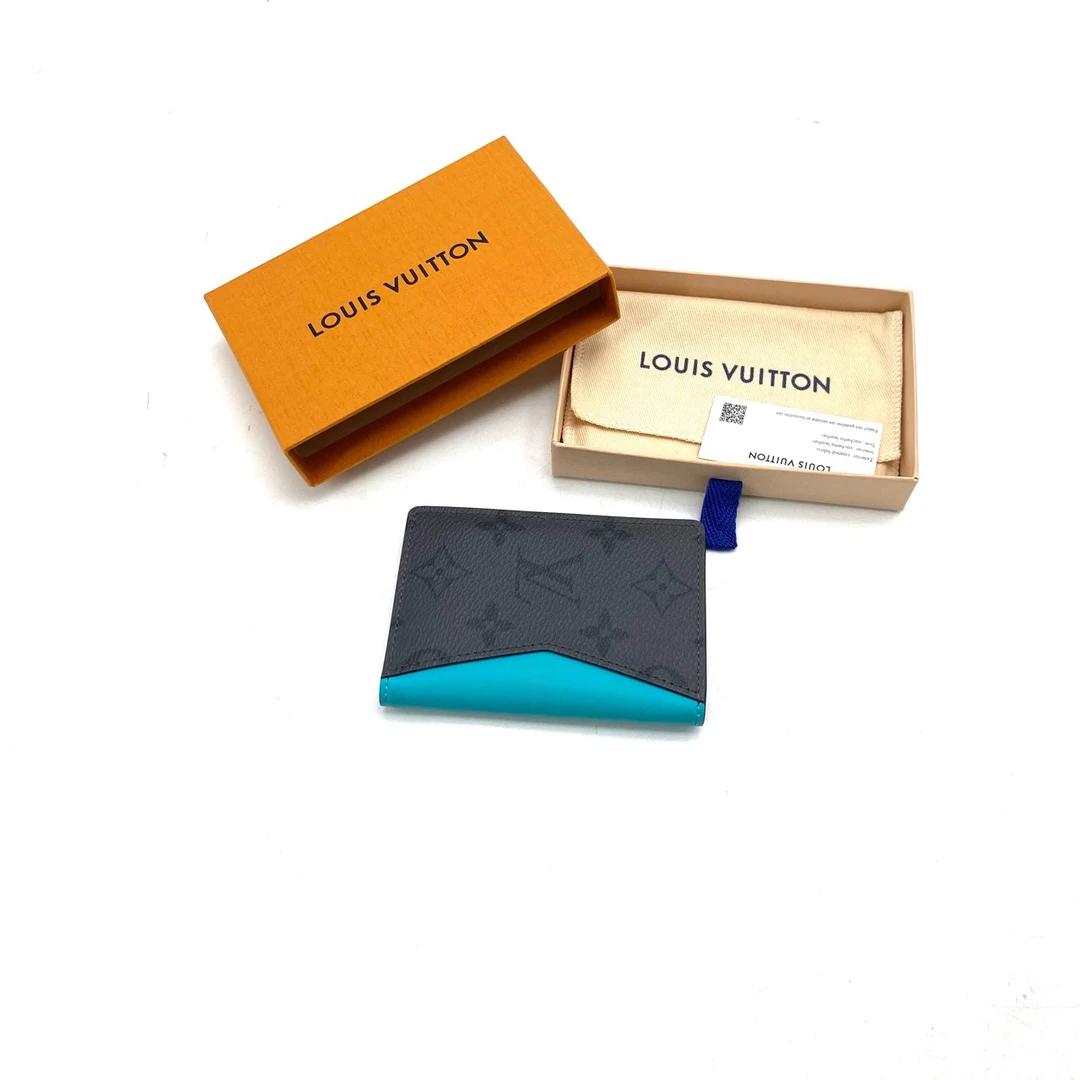 99新 LouisVuitton/路易威登 全皮压花拼色小卡包尺寸11/8 芯片款