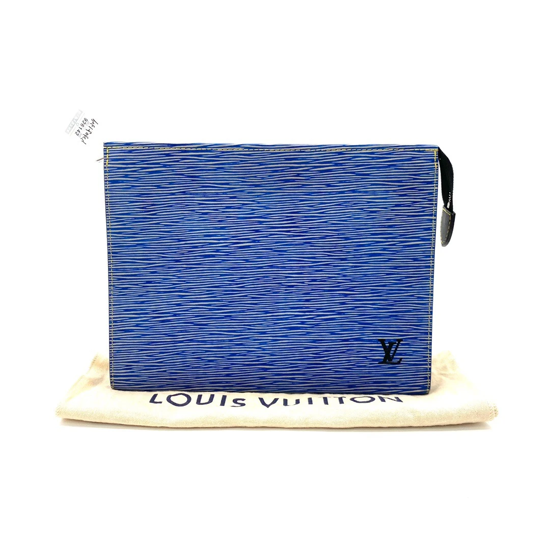 99新 LouisVuitton/路易威登 蓝色水波纹全皮洗漱手拿包尺寸27/20