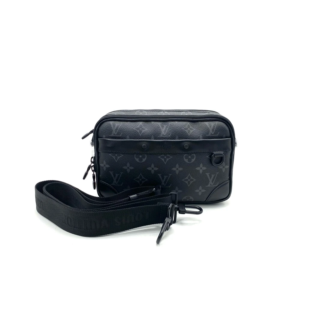 99新 LouisVuitton/路易威登 黑老花alpha邮差包 尺寸24/16芯片款