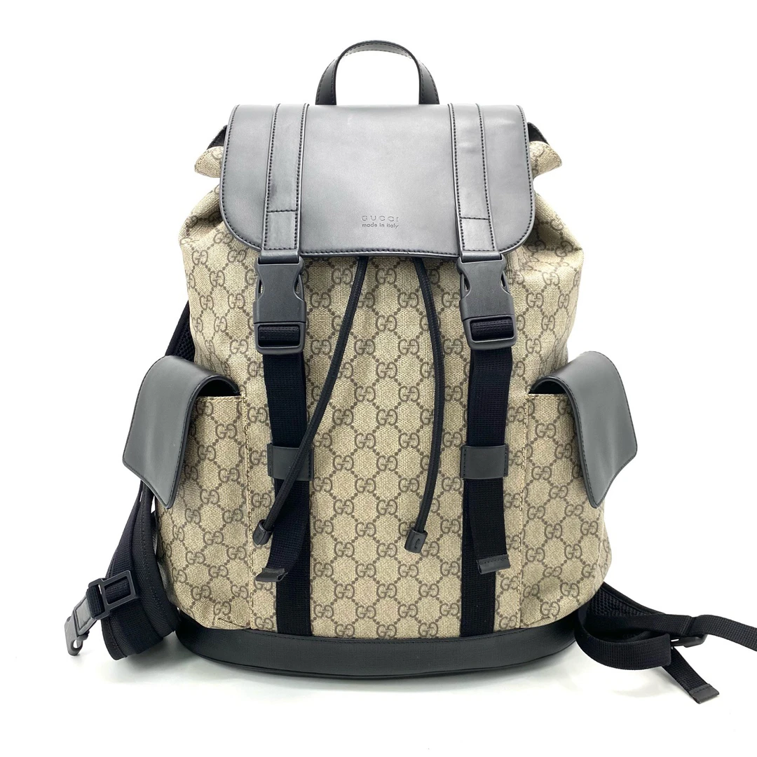 95新 GUCCI/古驰 经典老花拼皮双肩包 尺寸30/42翻盖瑕疵