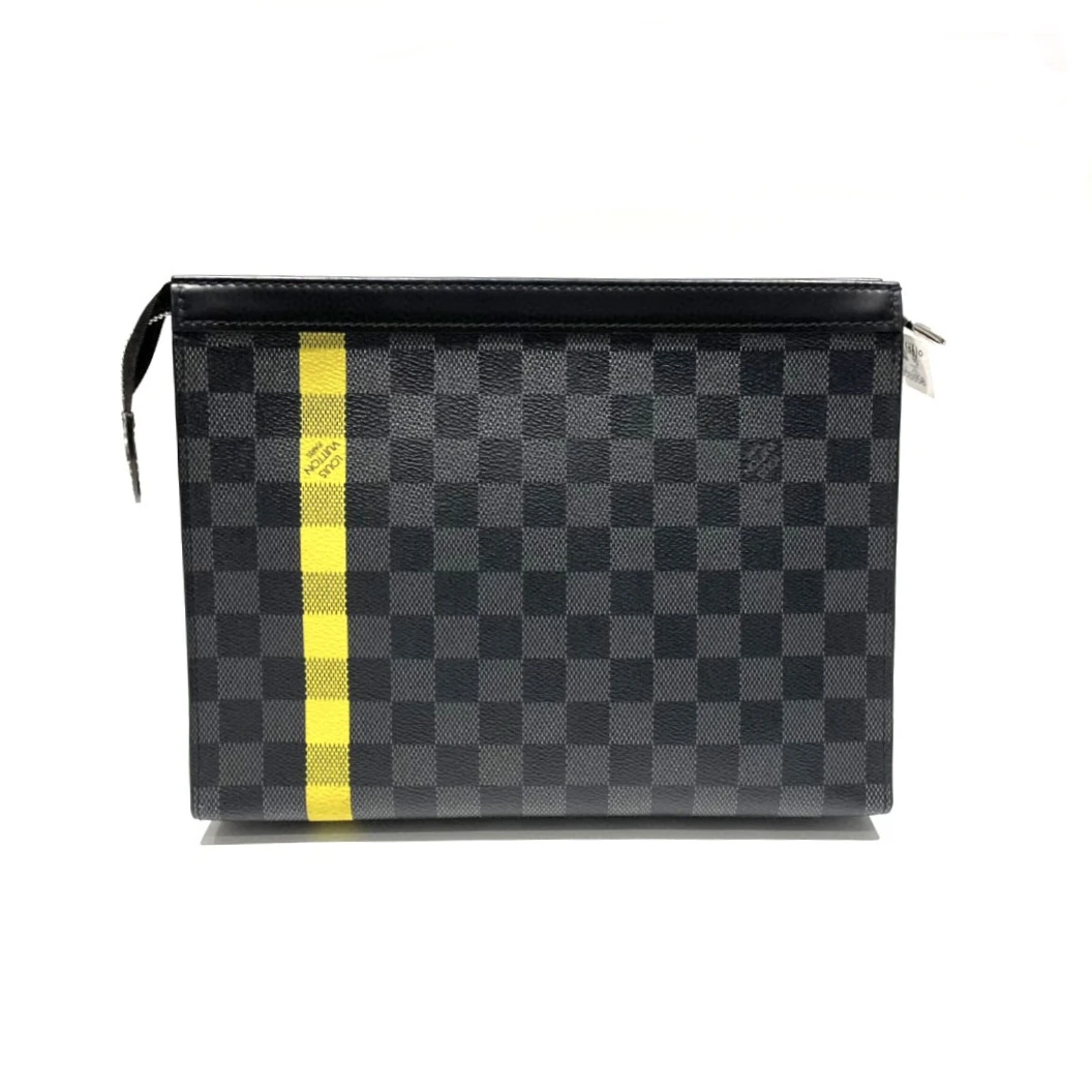 95新 LouisVuitton/路易威登 黑棋盘格拼色限量款洗漱手拿包27/20