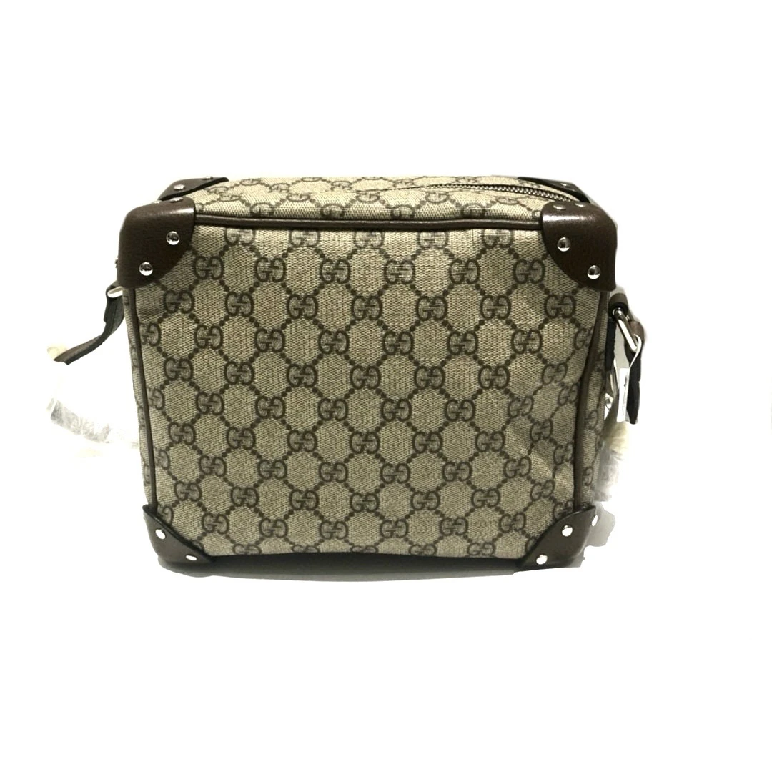 95新 GUCCI/古驰 老花方盒子斜挎包 尺寸22/18