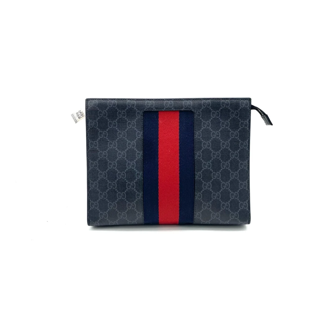 99新 GUCCI/古驰 黑老花洗漱手拿包 尺寸26/20