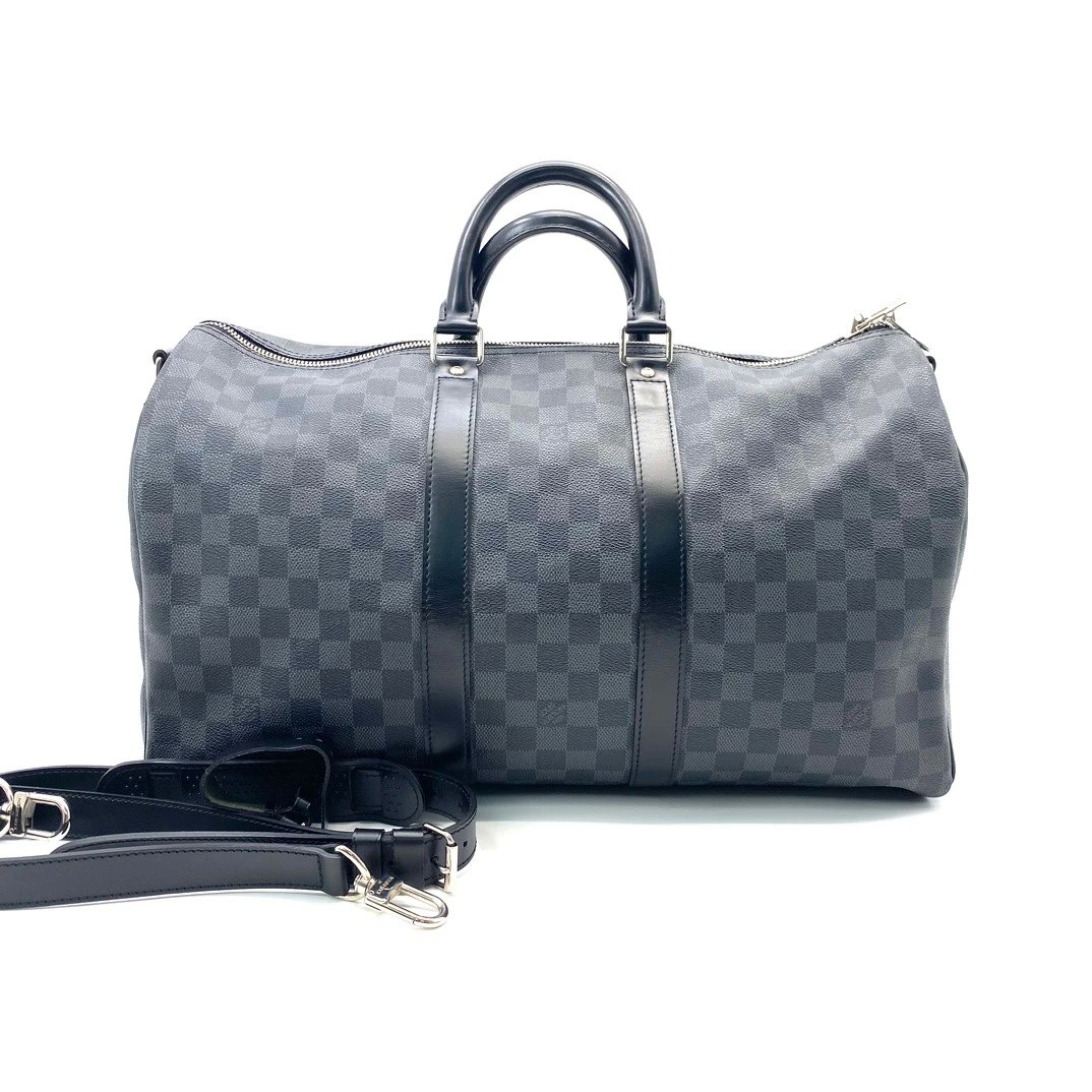 99新 LouisVuitton/路易威登 棋盘格keepall 尺寸45/27 经典 黑色