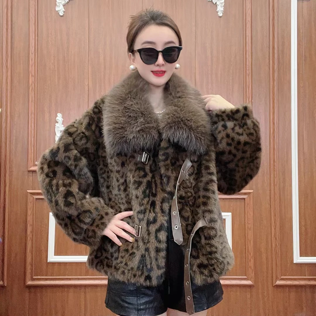 【聪聪精选】秋冬新款网红豹纹毛领短款款洋气百搭时尚女士外套M-58