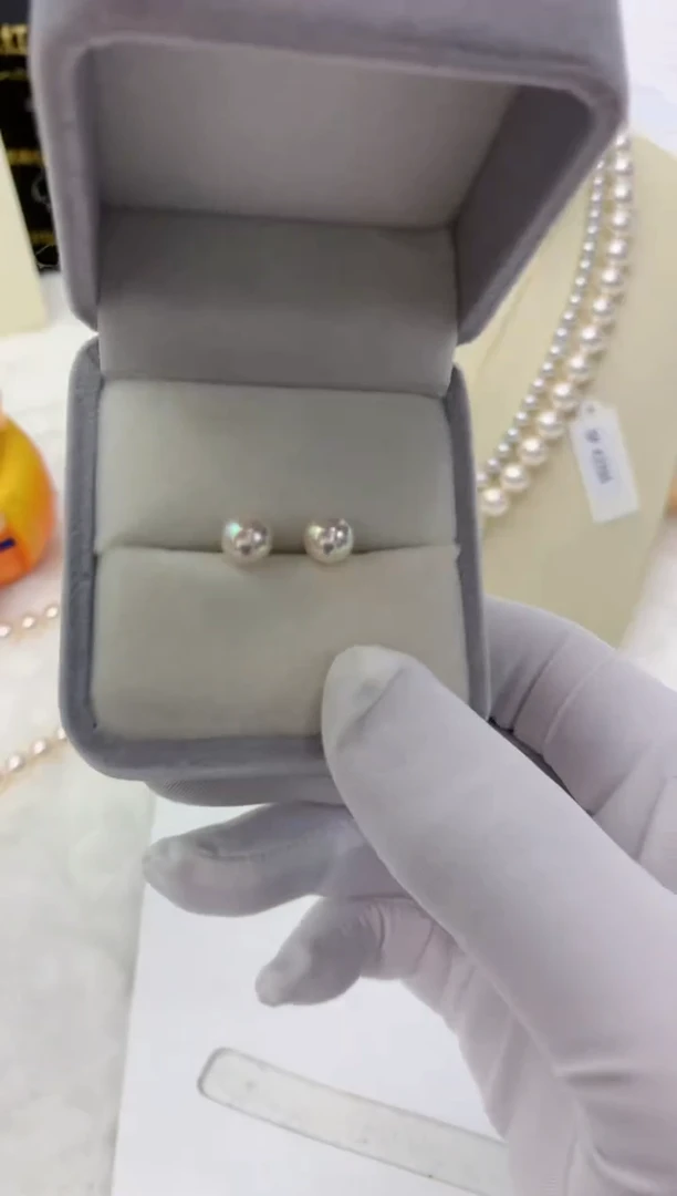 【闪购商品】海水珍珠饰品18K金镶嵌6-6.5素钉定制