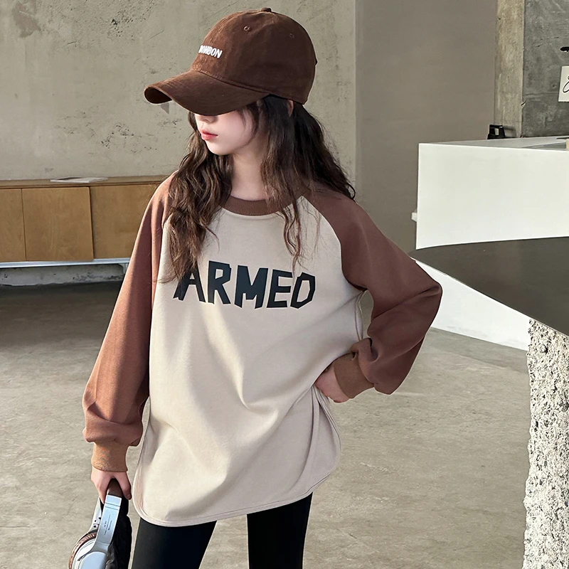 女童秋冬款加绒打底衫2024新款6-12岁15岁中大童冬季百搭休闲卫衣