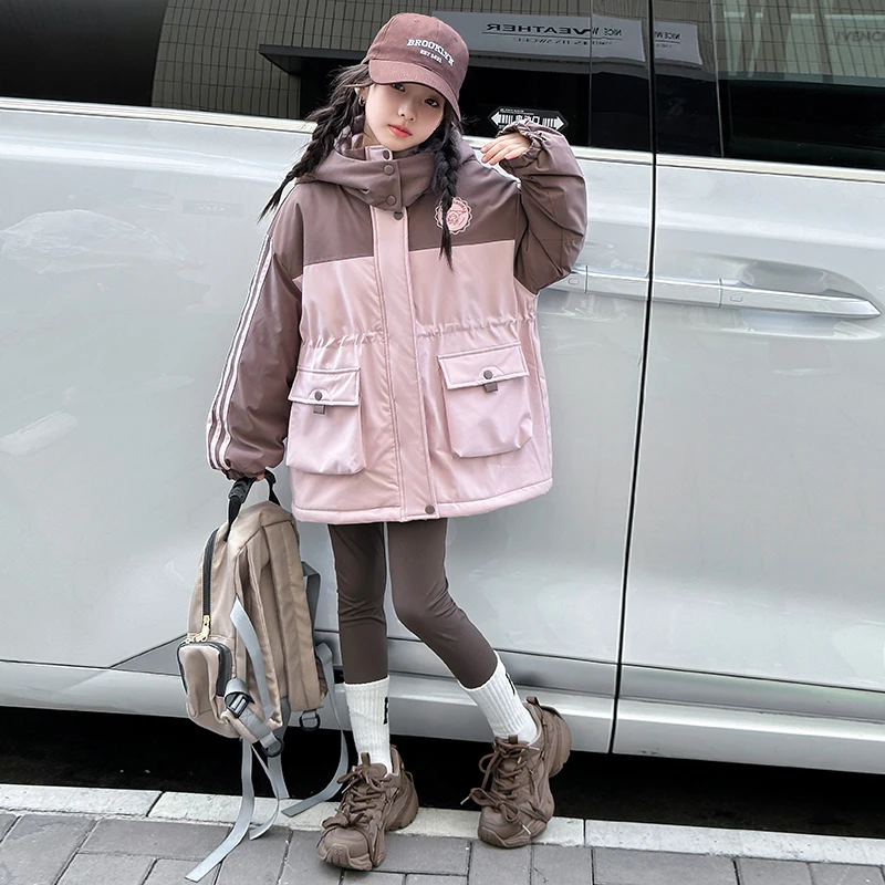 女童秋冬款三合一冲锋衣2024新款6-12岁15岁中大儿童冬款加绒外套