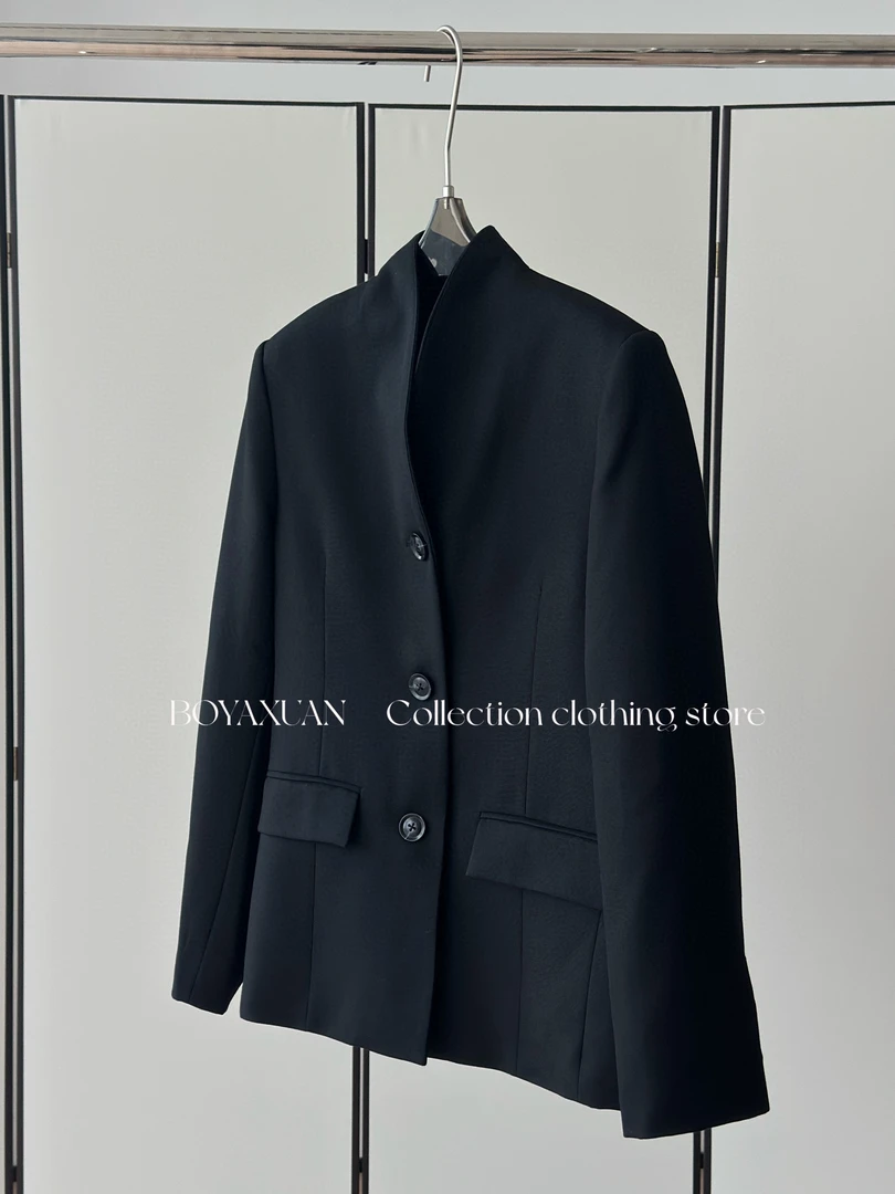【BOYAXUAN】设计感黑色新中式国风立领西装廓形中山装外套
