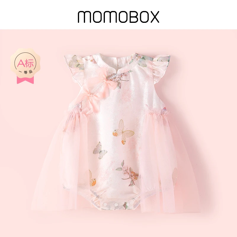 【小梦蝶】婴幼儿旗袍三角爬夏季薄款儿童公主国风小女孩洋气包屁衣