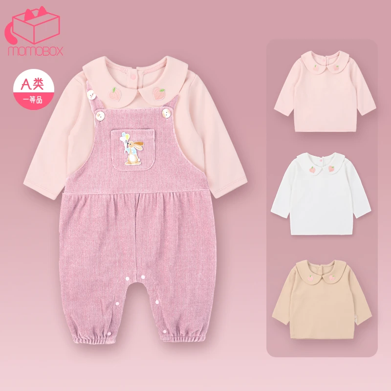 女童春装衣服2022新款潮流宝宝纯棉打底衫背带裤儿童套装