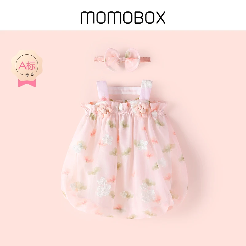 【小微甜】婴幼儿吊带包屁衣女童公主夏天薄款女孩无袖洋气三角爬