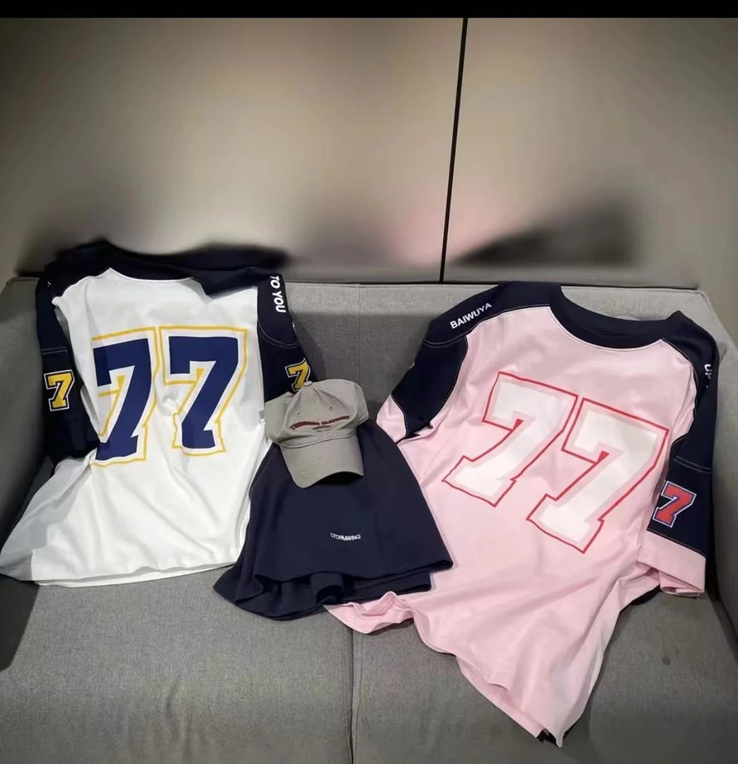 【小虹虹商贸】2024夏季新款字母撞色宽松大版短袖