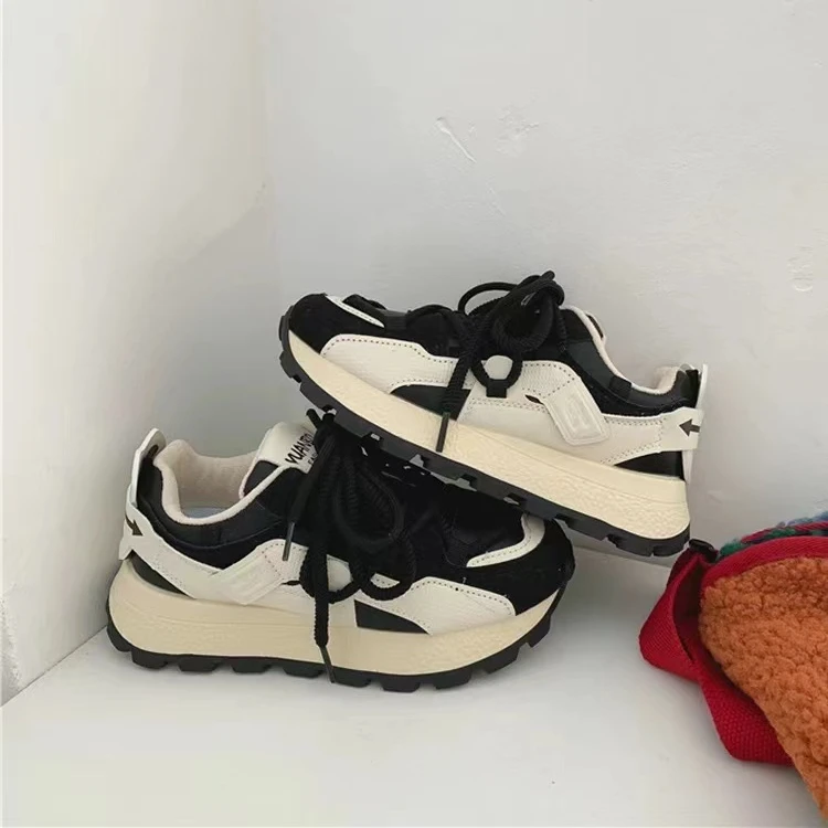 N1507 米黑 华夫阿甘鞋女2024新款老爹鞋复古显脚小运动休闲女鞋