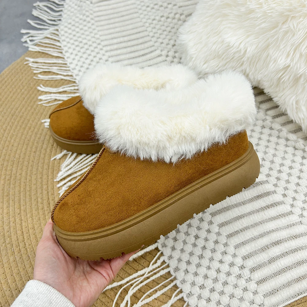 KC859 卡其【只有40 41】一脚蹬懒人棉鞋冬2024加绒保暖舒适短靴