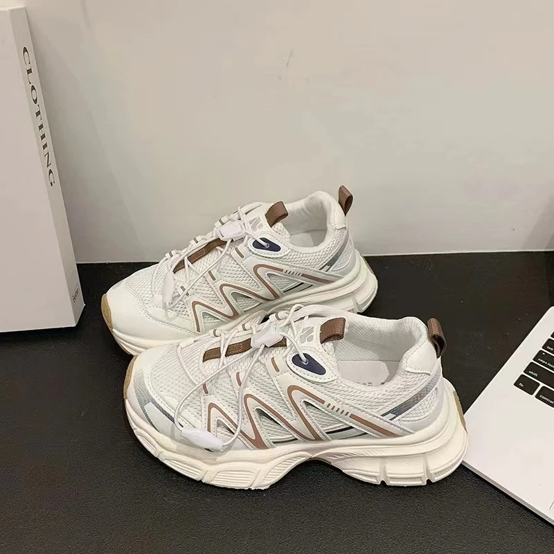 2315 棕色 休闲韩版百搭时尚老爹鞋女2024新款厚底潮流运动鞋