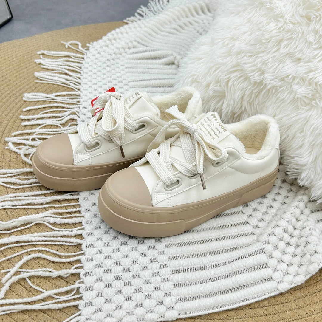 B-9236 米卡 加绒韩版百搭板鞋女2024新款厚底休闲小白鞋学生女鞋