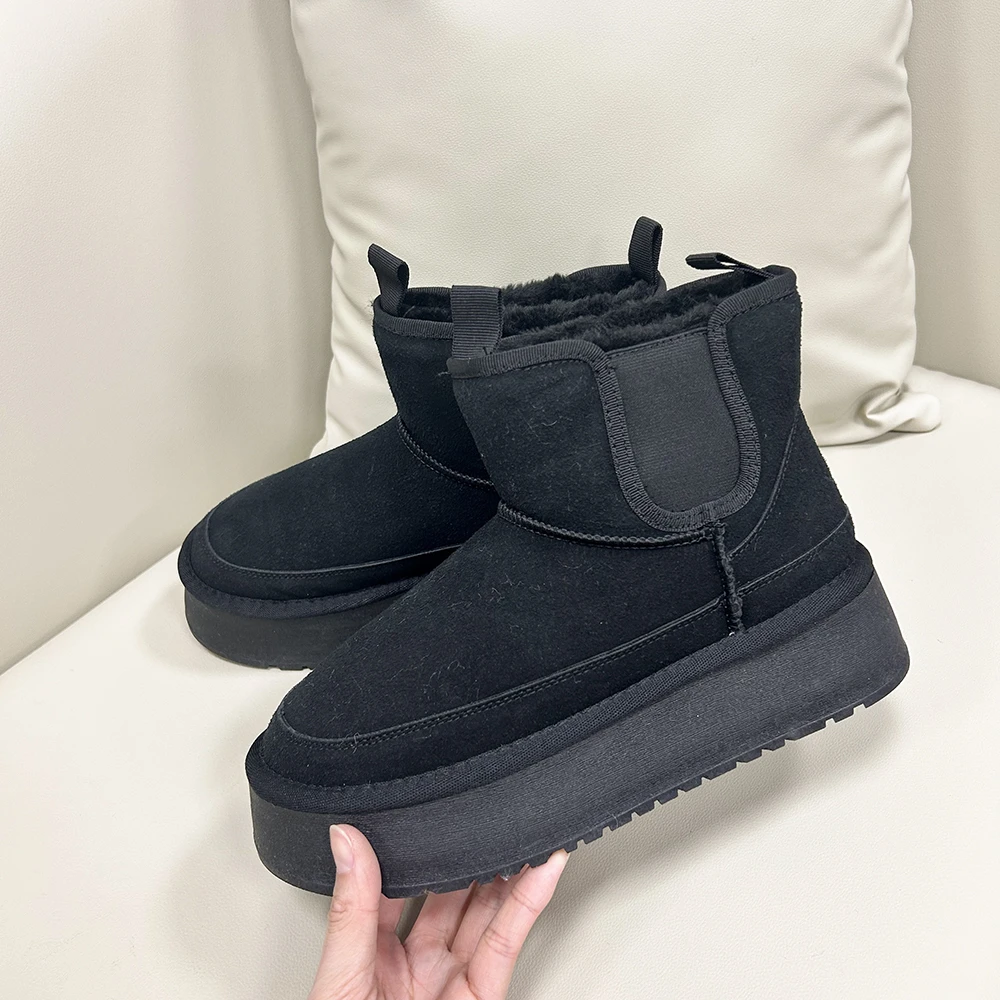 UG8805 加绒增高雪地靴女2024新款冬季加厚保暖烟筒短靴东北棉鞋