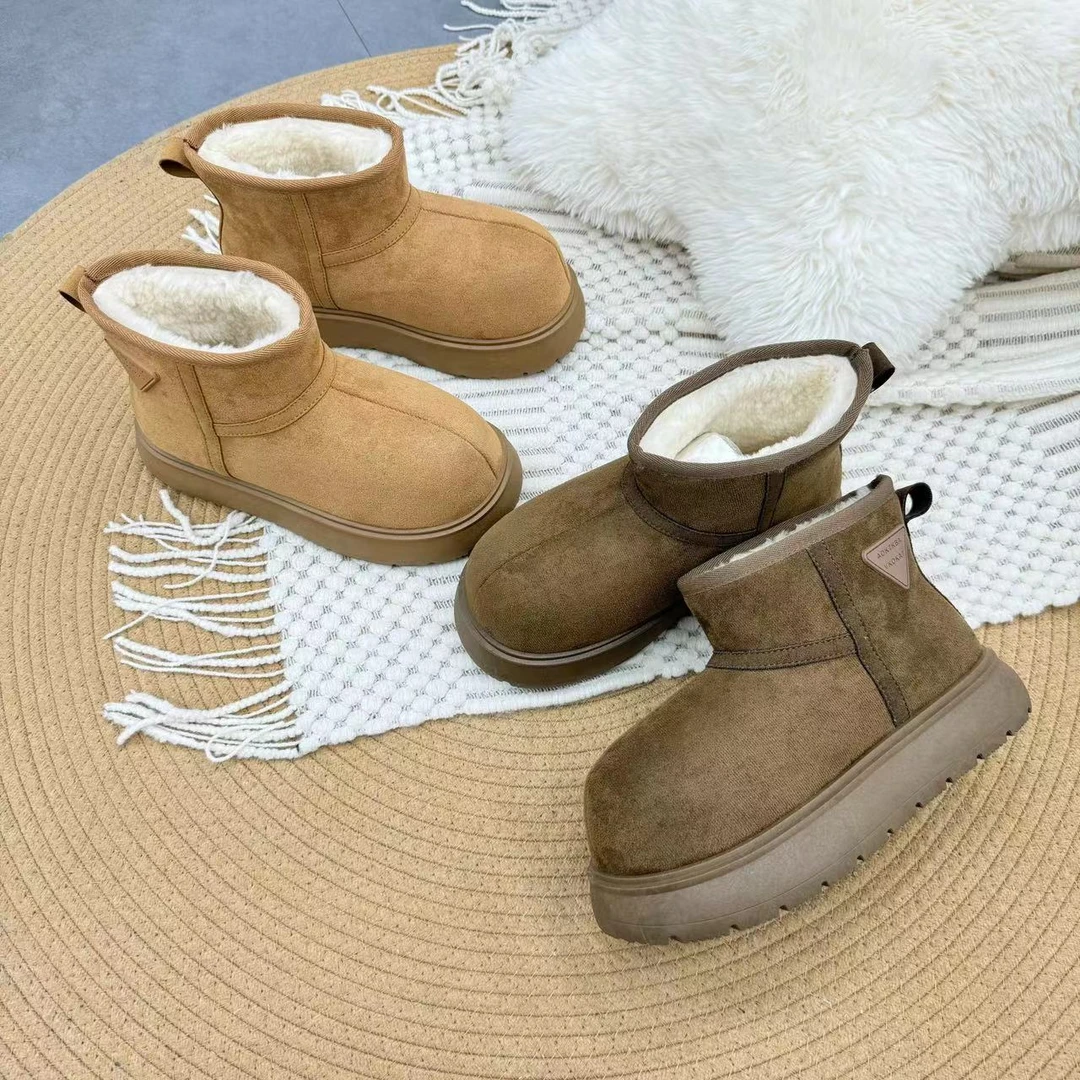 AD125【镇店之宝】卡皮巴拉磨砂皮加厚雪地棉靴2024冬季小个子女鞋