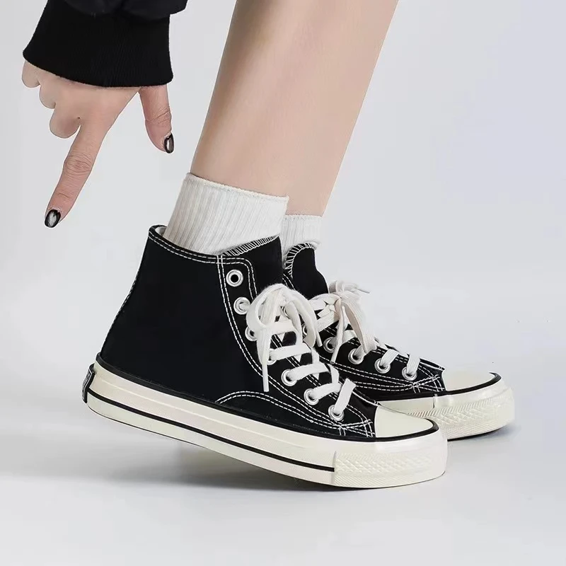 F332 高帮帆布鞋女经典复古百搭时尚板鞋运动休闲学生女鞋