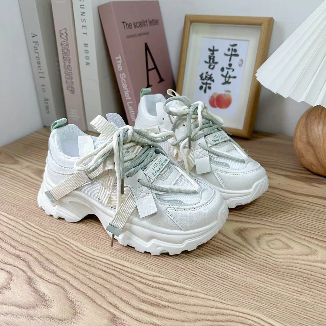DJ30 绿色 夏季新款网面透气运动老爹鞋女2024潮流百搭复古跑步鞋