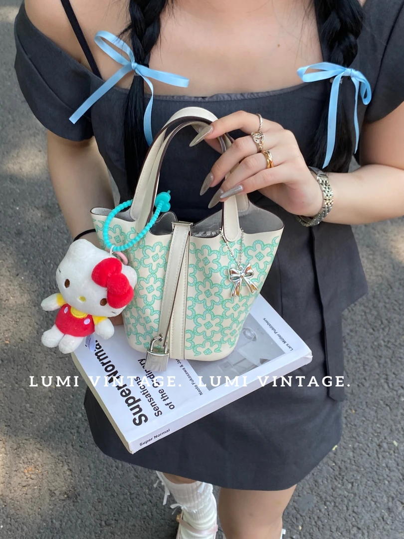 95新 Hermes/爱马仕 Picotin超mini奶油小花菜篮子包u刻85528497