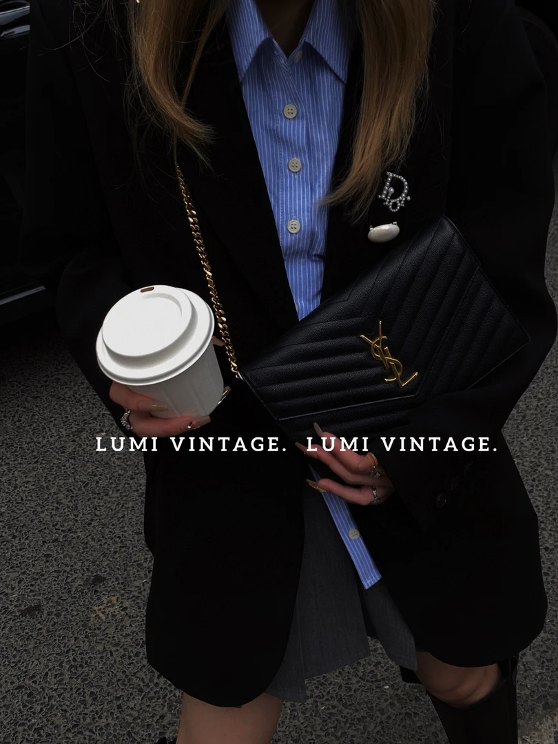 95新 YSL/圣罗兰 黑金鱼子酱中号信封包37492295