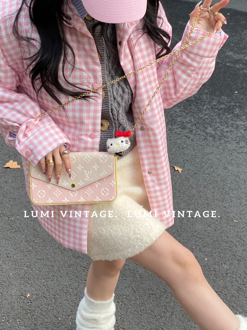 95新 LouisVuitton/路易威登 黄拼粉三合一斜跨包94332739