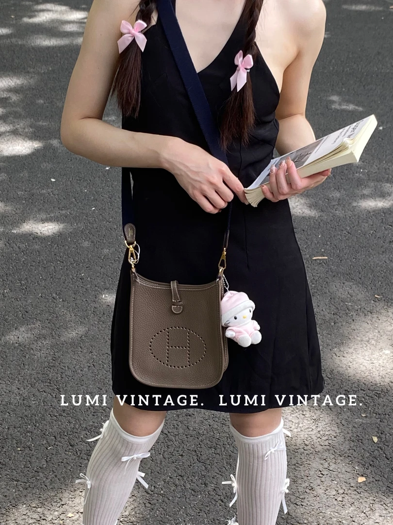 95新 Hermes/爱马仕 大象灰mini evelyne(u刻)47267475