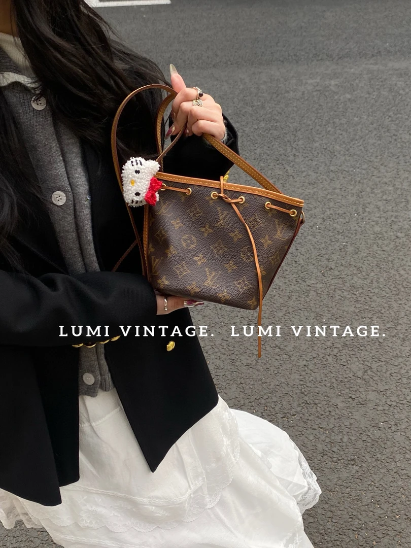 95新 LouisVuitton/路易威登 棕色老花noe水桶单肩包11223747