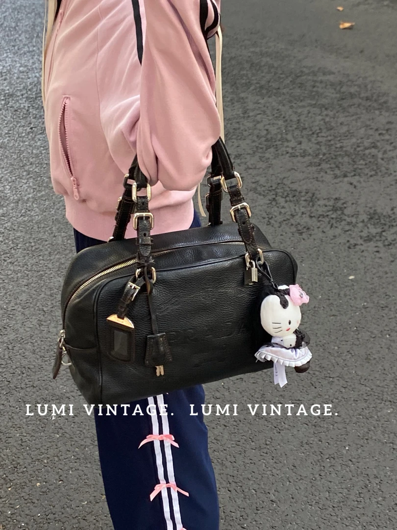 95新 Prada/普拉达 黑色波士顿单肩包86673301