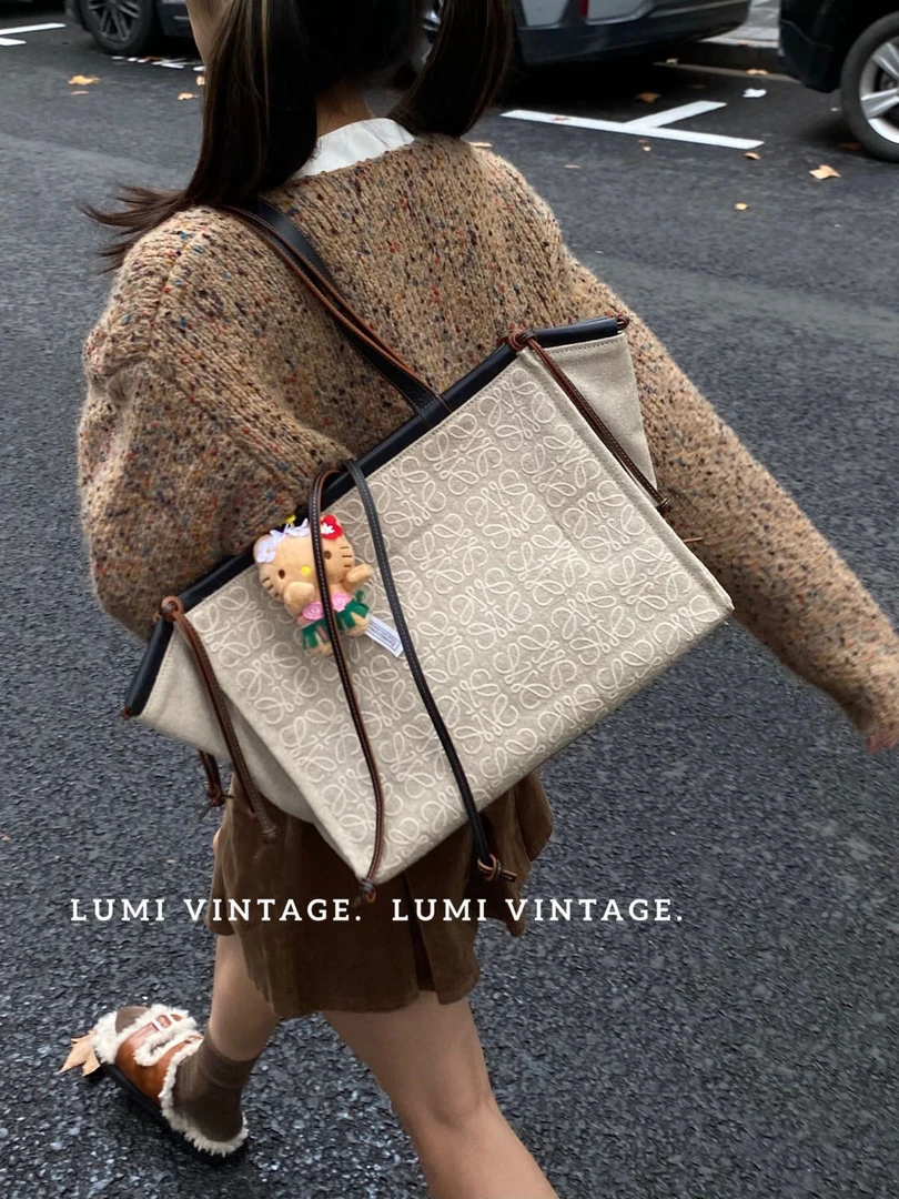 95新 LOEWE/罗意威 米色帆布anagram 66064161