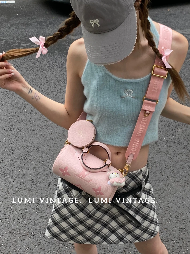 95新 LouisVuitton/路易威登 粉色巴比龙斜挎包 63130502